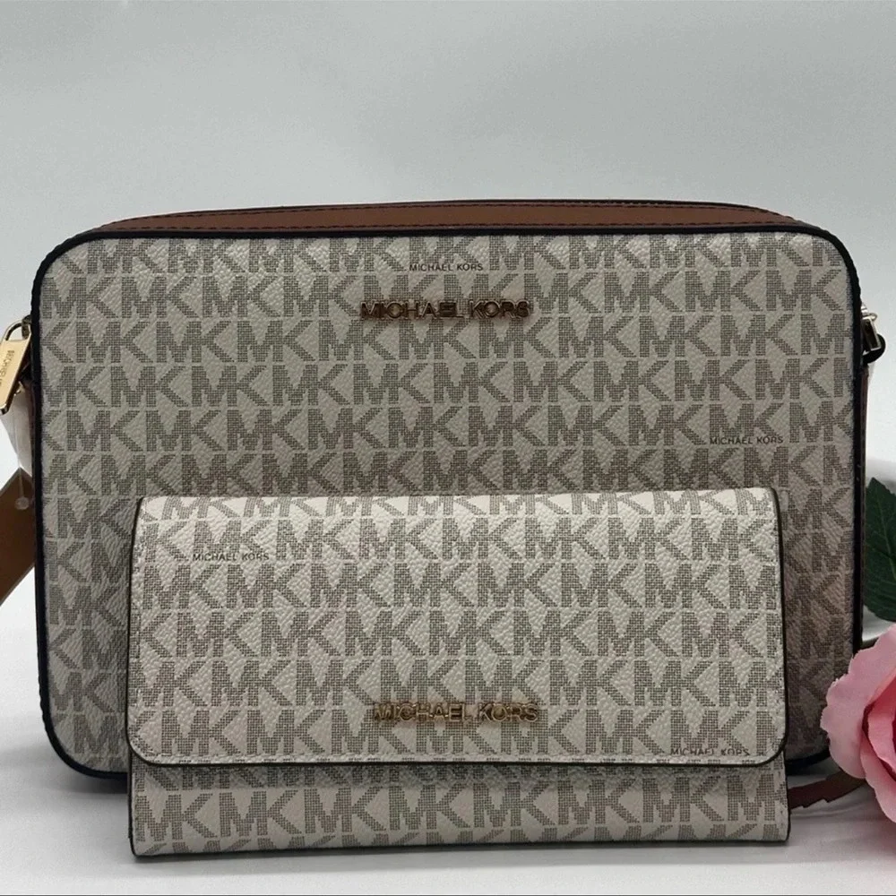 Michael Kors Large EW Crossbody Bag & Large Trifold Wallet Brown | BUNDLE DEAL
